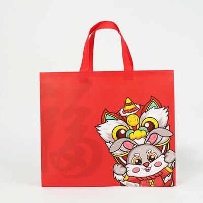 Sacolas reutilizáveis ​​laminadas recicláveis ​​não tecidas de polipropileno para o ano novo