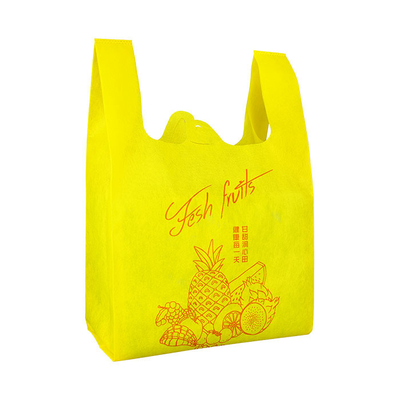Saco não tecido reusável a favor do meio ambiente reciclável amarelo da camisa da compra T