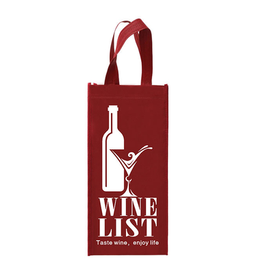 O vinho tecido Tote Reusable Double Bottles Non ensaca a dobradura 85gsm laminado