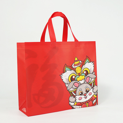 Sacolas reutilizáveis ​​laminadas recicláveis ​​não tecidas de polipropileno para o ano novo