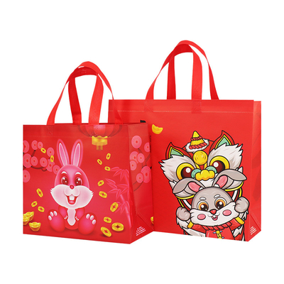 Sacolas reutilizáveis ​​laminadas recicláveis ​​não tecidas de polipropileno para o ano novo