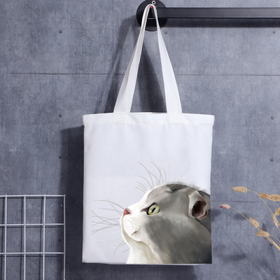 Sacola de lona de algodão reutilizável com impressão de logotipo personalizado Bolsa de lona reutilizável personalizada