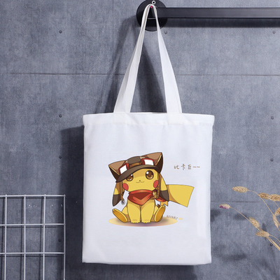 Bolsa de ombro de lona com estampa personalizada Bolsa de lona de algodão com estampa de desenho animado para compras