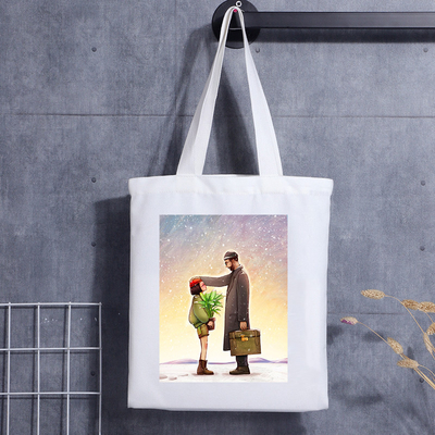 Bolsa de ombro de lona com estampa personalizada Bolsa de lona de algodão com estampa de desenho animado para compras