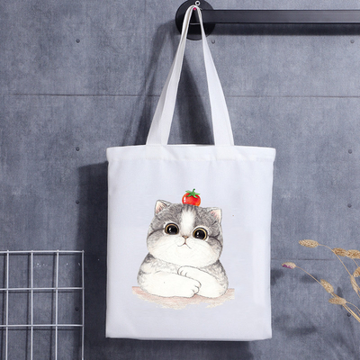 Saco feito sob encomenda Cat Face Blank Shoulder Canvas Tote Bag With Logo Handbag do presente do cão