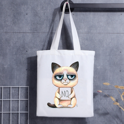 Saco feito sob encomenda Cat Face Blank Shoulder Canvas Tote Bag With Logo Handbag do presente do cão