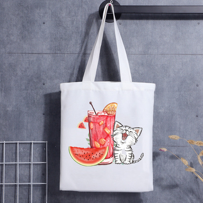 Saco feito sob encomenda Cat Face Blank Shoulder Canvas Tote Bag With Logo Handbag do presente do cão
