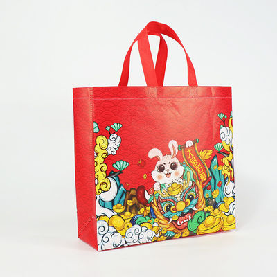 Sacos não tecidos novos do ano do presente com os sacos impressos de Logo Reusable Tote Cartoon Shopping