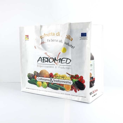 Sacos tecidos polipropileno do mantimento brancos com impressão de tela de seda 145Gsm