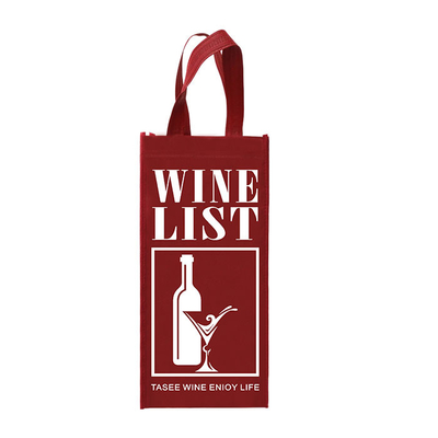 O vinho tecido Tote Reusable Double Bottles Non ensaca a dobradura 85gsm laminado