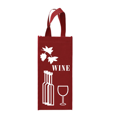 O vinho tecido Tote Reusable Double Bottles Non ensaca a dobradura 85gsm laminado