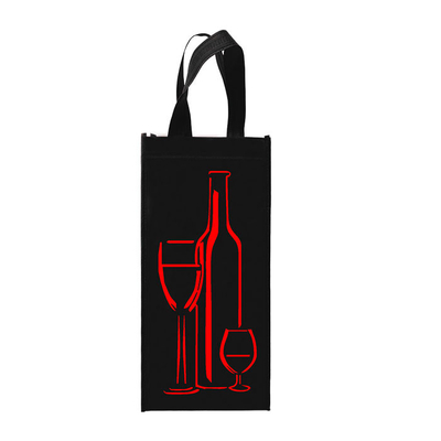 O vinho tecido Tote Reusable Double Bottles Non ensaca a dobradura 85gsm laminado
