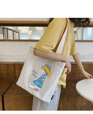 Algodão orgânico Tote Single Shoulder Canvas Bag Eco amigável