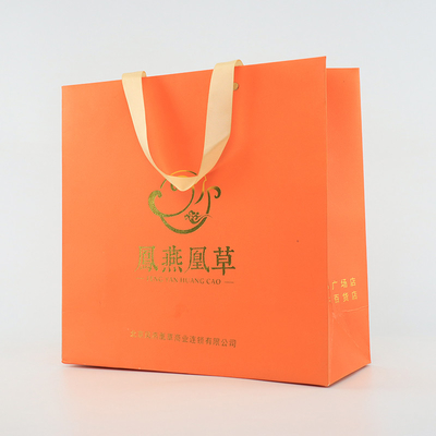 O presente de compra marcado lustroso Logo Paper Bags With Rope feito sob encomenda segura